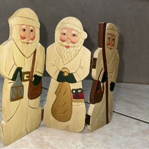 Wooden Santa Claus Trio Decor